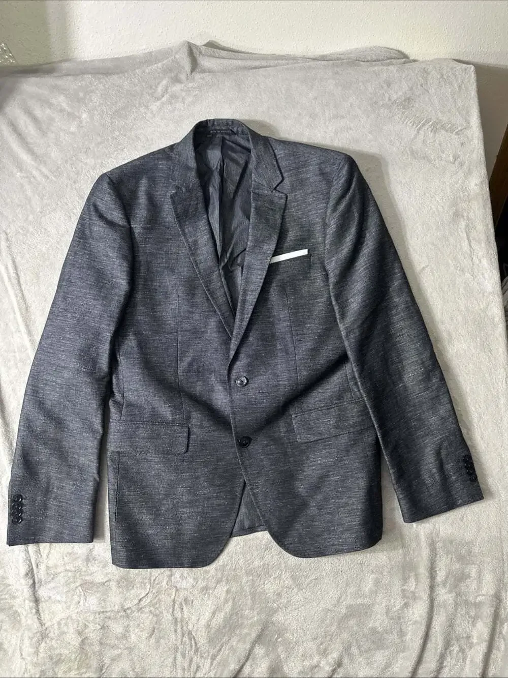 Hugo Boss Men’s Blazer 40R Black Cotton Linen Sport Coat Two Button